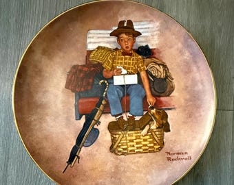 Vintage/ 1981/ "Scottys fripassagerare"/ Norman Rockwell/ Samlartallrik/ 25 cm/ Mycket gott skick