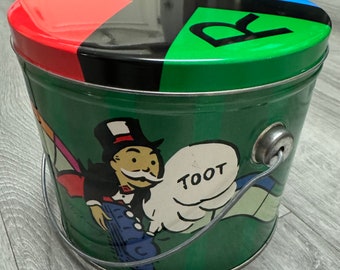 Vintage/ 2000/ Monopoly/ Tin/ Handled/ Pail/ Good Condition