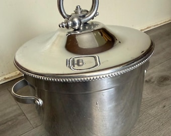 Secchiello per il ghiaccio vintage/ Buenilum BW/ Alluminio/ Manici intrecciati/ Isolamento sottovuoto/ Con coperchio/ Buone condizioni