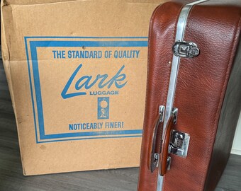 Vintage/ 1970/ Lark/ Luggage/ Suitcase/ Brown/ Original Box