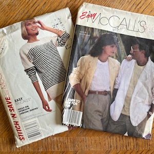 Vintage/ Set of 2/ McCall’s/  Misses/ Men’s/ Teen Boy/ Unlined Unisex Jacket/ Top and Skirt/ Sewing Patterns/ Un known if complete