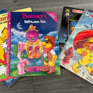 Vintage/ 1980s/ 1990s/ 5 Coloring Books/ Kids/ Clifford/ Sesame Street/ Barney/ The Flintstones/ Snoop/ Good Used Condition - New Condition