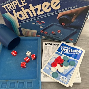 Vintage/ 1982/ Triple Yahtzee/ Dice/ Game/ Milton Bradley/ Complete/ Fair Condition