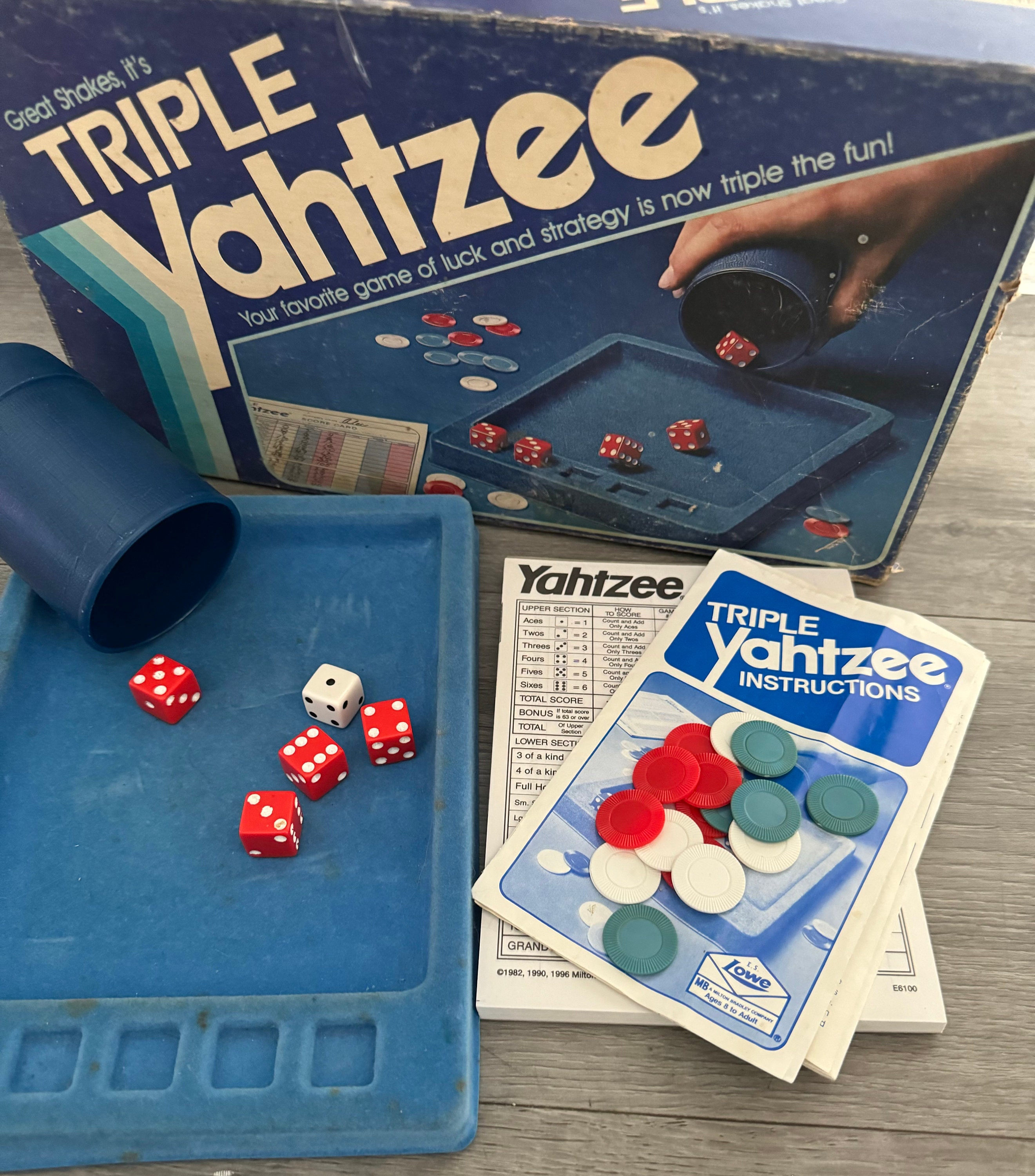 Vintage/ 1982/ Triple Yahtzee/ Dice/ Game/ Milton Bradley