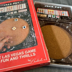 Vintage / jaren 1980 / Jack Pot / Door Crisloid Inc./ No. 222 / The Las Vegas Game of Fun &Thrills / Jack Pot Tray / Cork Tray / Compleet / Goede staat