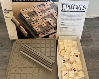 Vintage/ 1988/ UPWORDS/ A 3- Dimensional Game/ Tile/ Word Game/ Milton Bradley/ 4312/ Complete/ Good Condition