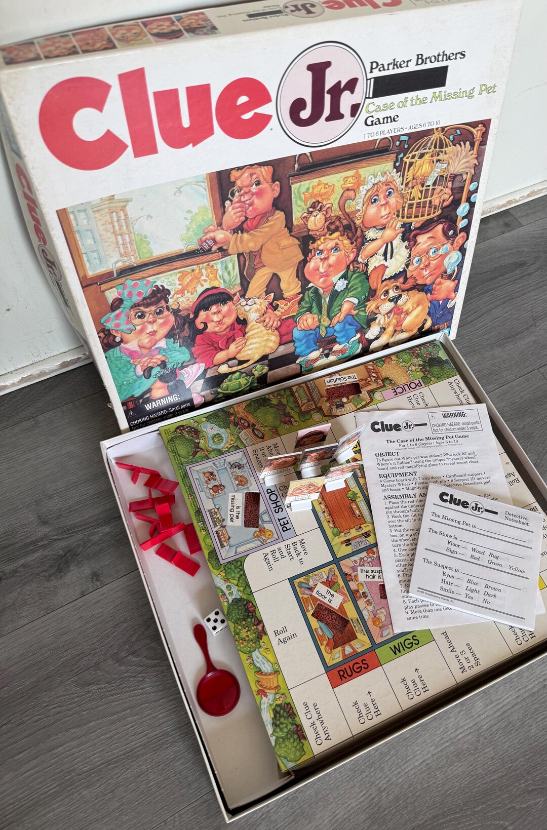Vintage/ 1989/ Clue/ Jr/ Case of the Missing Pet/ Game/ Parker Brothers ...