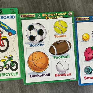 Vintage/ 1992/ 2000/ Set of 3/  Preschool/ Puzzles/ PuzzlePatch/ 5 pieces/ Complete/ Good Condition