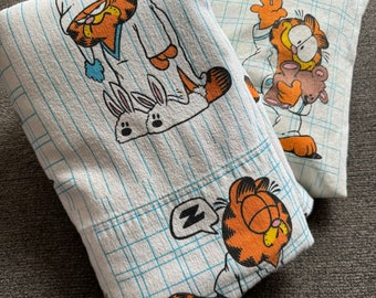 Vintage/ 1978/ Garfield/ Twin/ Sheet Set/ Fitted Sheet/ Flat Sheet/ Good Used Condition