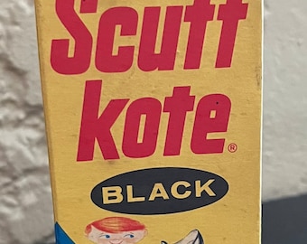 Vintage/ 1960s/ Esquire/ Scuff Kote/ Black/ 2oz/ Shoe Polish/ In Original Box/ Self Shining/ Liquid Polish/ Childrens Shoes/ Good Condition