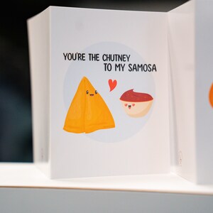 Carte de voeux vierge You're the Chutney to my Samosa, carte d'anniversaire, cartes de l'amitié, Saint-Valentin, carte d'anniversaire, sud-asiatique, humour