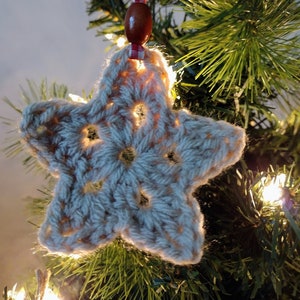 Set of 4 Rustic Crochet Star Ornaments