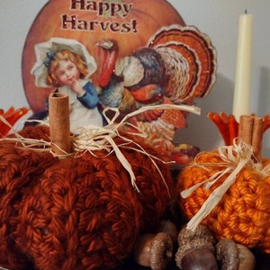 Crocheted Pumpkins, Fall Decor, Happy Harvest