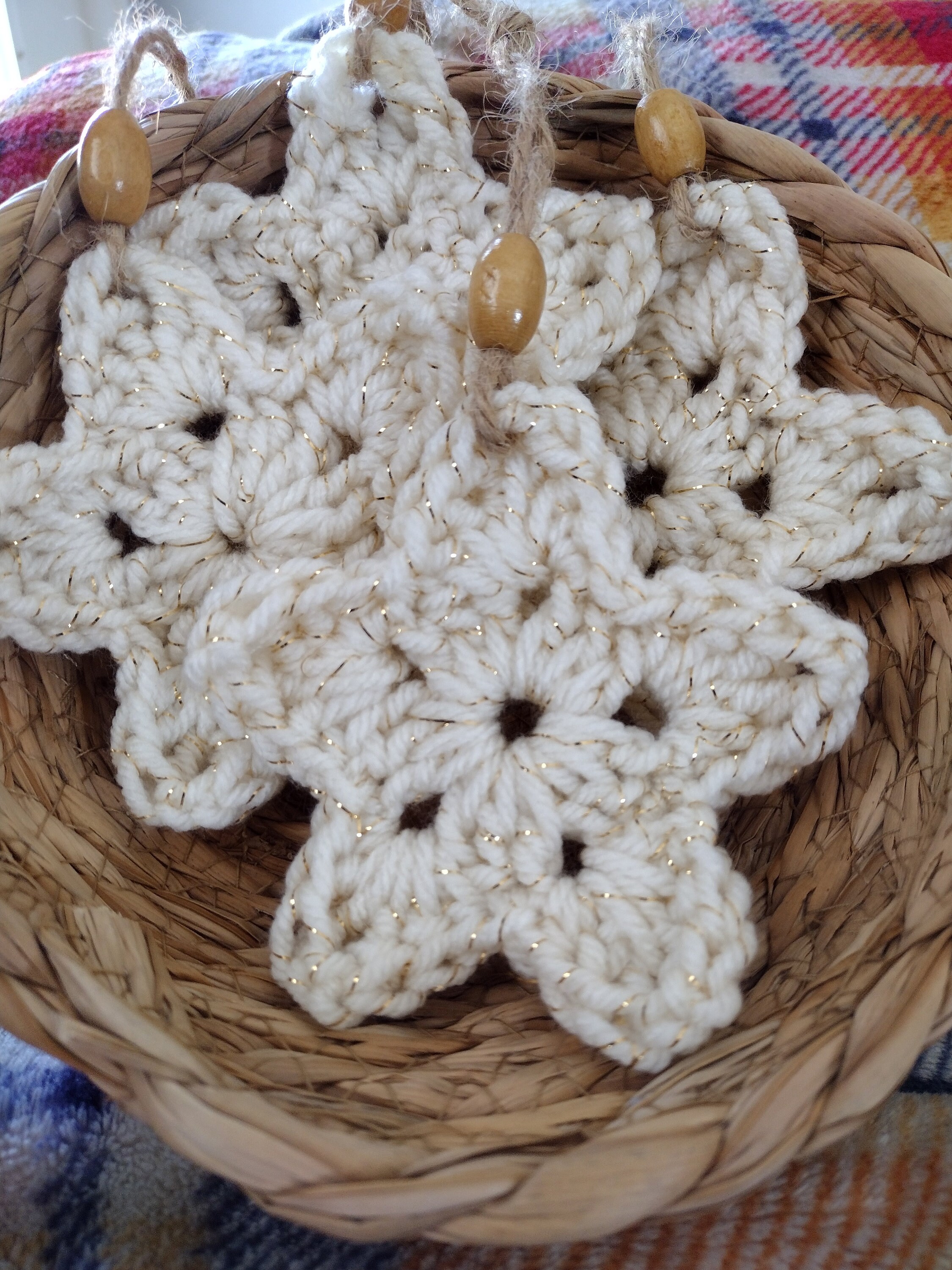 Set of 4 Rustic Crochet Star Ornaments - Etsy