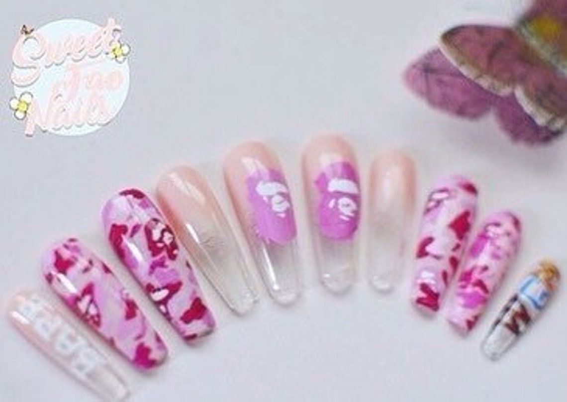 Bape press on nails Etsy