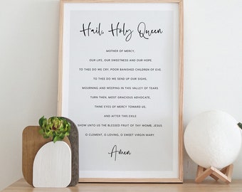 Hail, Holy Queen Prayer Poster | Instant Download + Printable | Catholic, Marian Art