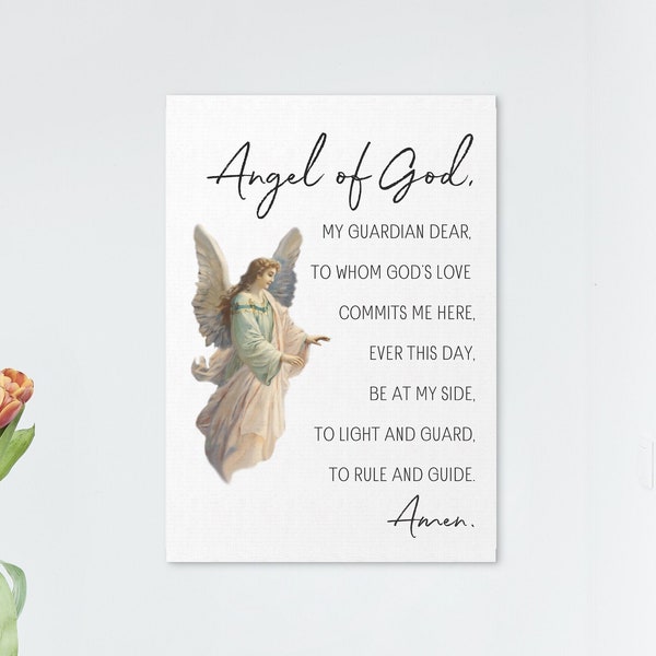 Guardian Angel of God Printable Prayer Poster Wall Art | Instant Digital Download | Catholic, Christian, Saint Art, Children's, Nursery Art