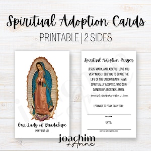 Spirituele adoptiekaarten | Katholiek | Afdrukbaar - digitale download | Onze Lieve Vrouw van Guadalupe, Fulton Sheen, hand-outs, adoptiedatum