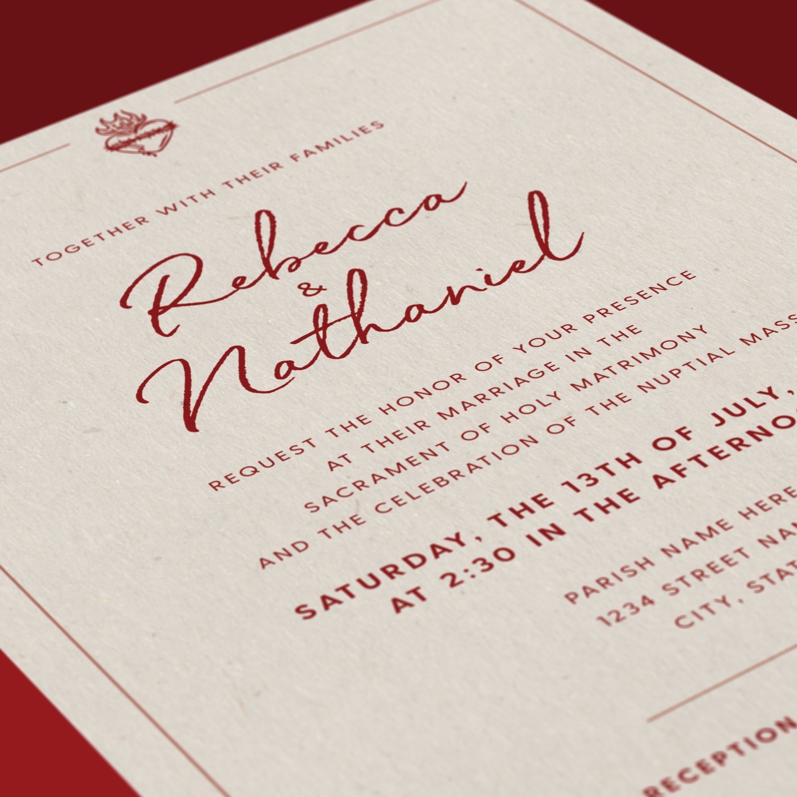 Personalized Catholic Wedding Invitation All In One Sacred Etsy