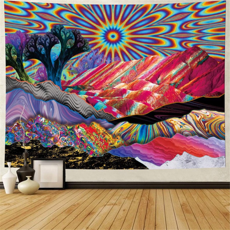 US Seller hippie modern wall art psychedelic trippy art wall tapestry