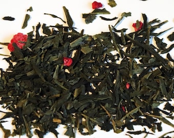 Raspberry Infusion Green Tea / Loose Leaf Tea / Green Tea / Tea Gift / Fruit Tea / Sencha Tea / Birthday Gift / Father's Day