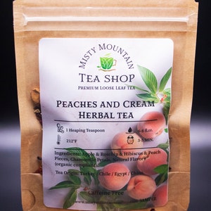 Peaches and Cream Herbal Tea / Fruit Tea / Holiday Tea / Loose Leaf Tea / Decaf Tea / Peach Tea / Tea Gift