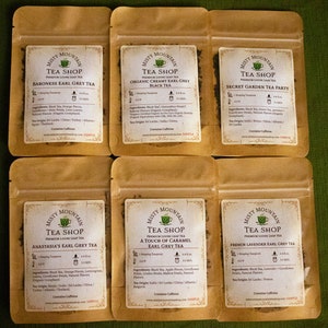 Earl Grey Black Tea Sample Set - 6 Teas / Creamy Earl Grey / French Lavender Earl Grey / Tea Gift / Loose Leaf Tea