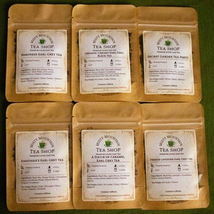 Earl Grey Black Tea Sample Set - 6 Teas / Creamy Earl Grey / French Lavender Earl Grey / Tea Gift / Loose Leaf Tea / Gift Set / Father&#39;s Day