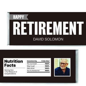 Custom Retirement Hershey Bar Wrapper - Printable DIY Candy Bar Wrapper