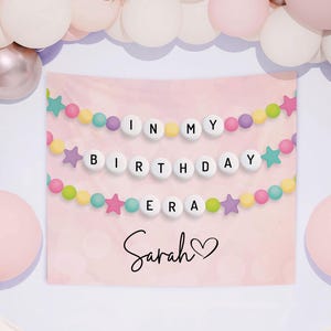Banderín tapiz con diseño de pulsera de la amistad y frase personalizada para cumpleaños: decoración para fiestas de cumpleaños