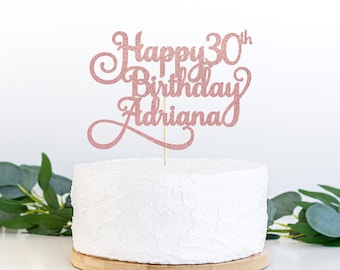 Personalized Happy Birthday Cake Topper - Fancy Elegant Mom Mother Grandma - Ships Fast!