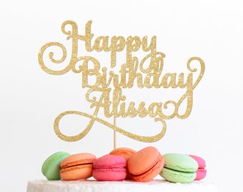 Personalized Happy Birthday Cake Topper - Fancy Elegant Mom Mother Grandma - Ships Fast!