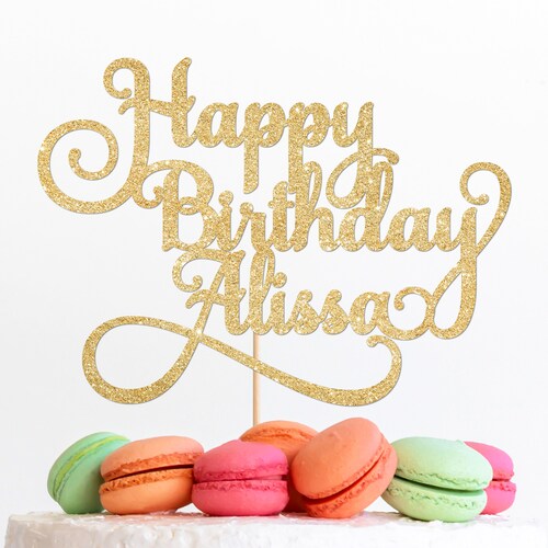 Personalized Happy Birthday Cake Topper Fancy Elegant Mom Etsy