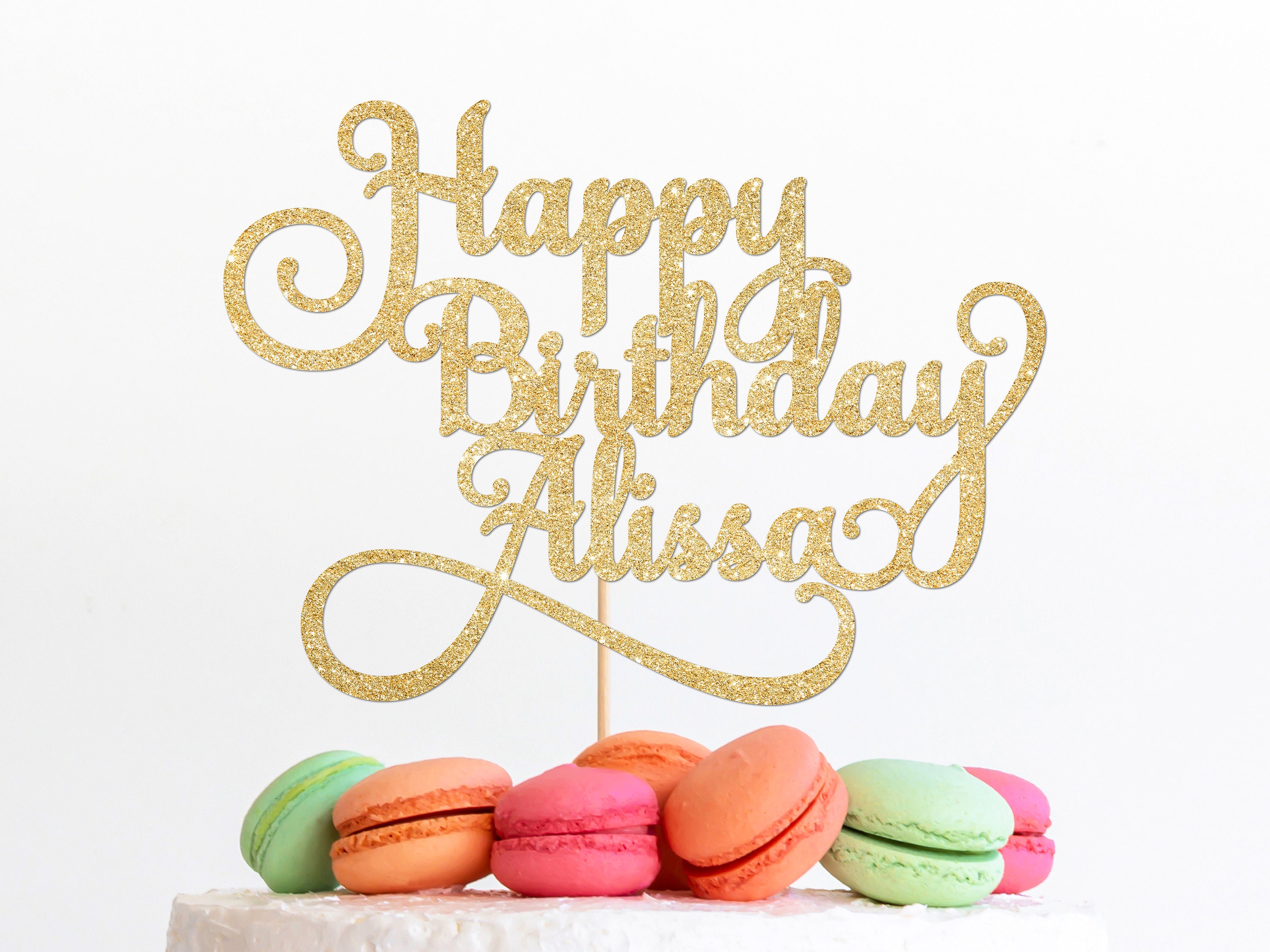 Personalized Happy Birthday Cake Topper Fancy Elegant Mom - Etsy