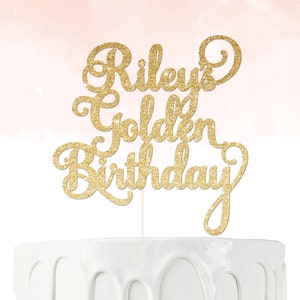 Personalized Golden Birthday Cake Topper