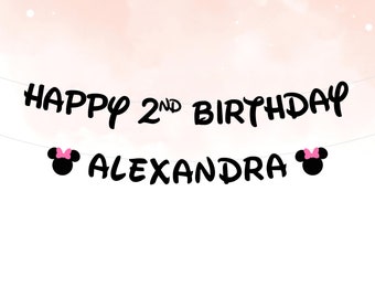 Personalized Banner Kit - Minnie or Mickey Mouse - Custom Name