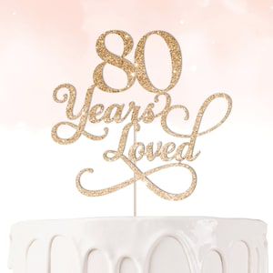Personalize Year and Color! Years Loved Birthday Cake Topper - 60 70 80 90  Fancy Elegant Mom Mother Grandma - Ships Fast!
