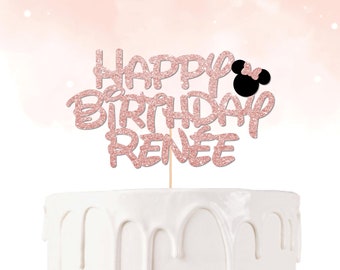 Personalized Minnie Mouse Cake Topper - Custom Name - Mickey