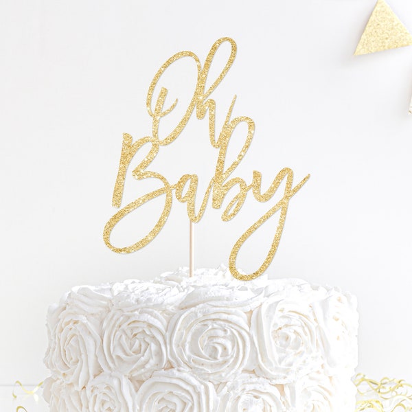 Oh Baby Cake Topper - Boho Baby Shower Cake Topper - Ships Fast!