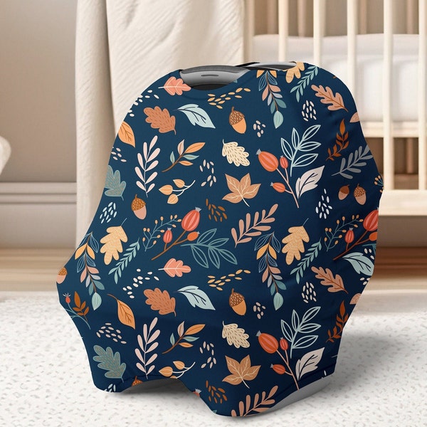 Falling In Navy - Boho Baby Car Seat Cover, Nursing Cover, Highchair & Shopping Cart cover