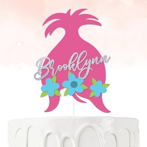 Personalized Troll Poppy Birthday Cake Topper for Girls -  Custom Name Poppy Cake Decor