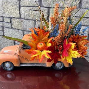 Farm truck, rustic farm truck decor, orange farm truck Fall decor, orange farm truck Autumn decor, farm truck decor, home decor, table decor