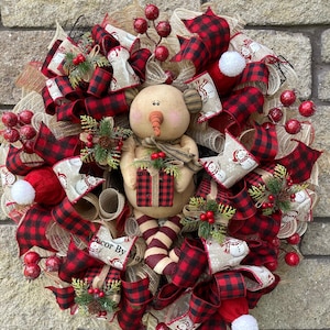 Snowman wreath, Christmas wreath, Christmas snowman wreath, Snowman candy cane wreath, home front door decor, snowmen wreath, snowman decor