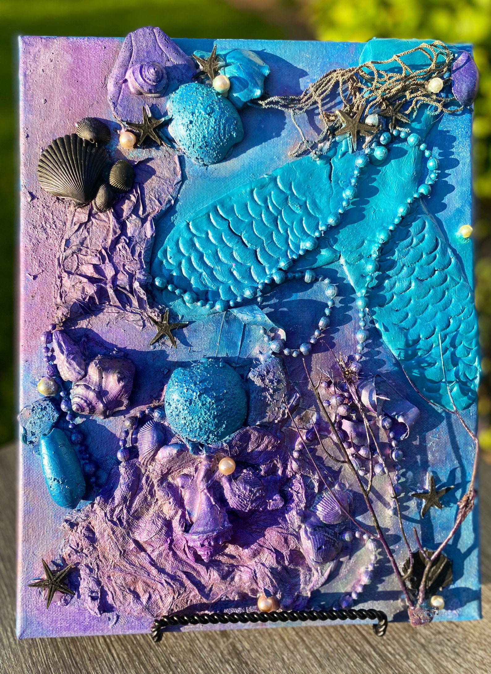 Mermaid Mixed Media Canvas Collage Wall ou Table Art Etsy