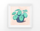 Chinese Money Plant Print Cute Pilea Illustration Home Decor Wall Art Gift Sam Heelis