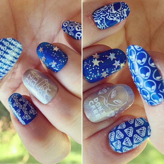 Tumblr Aesthetic Hand Painted Press On Nails Hand Stamped On Etsy