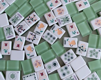 Jeu de Mahjong à motifs floraux, jeu de Mahjong américain, tuiles de Mahjong fleuries