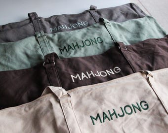 Extra Wide Mahjong Bag, Fits Mat Without Folding, Embroidered Canvas Mahjong Tote, Tile Storage Organizer Bag