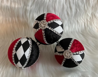 Harlequin fabric decorative balls