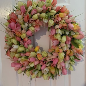 Large Spring Faux Tulip Door Hanger
